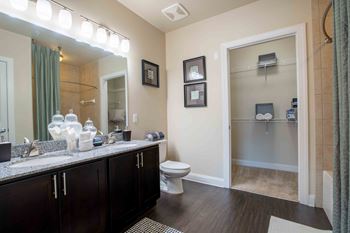 a bathroom with a sink and a toilet and a mirror